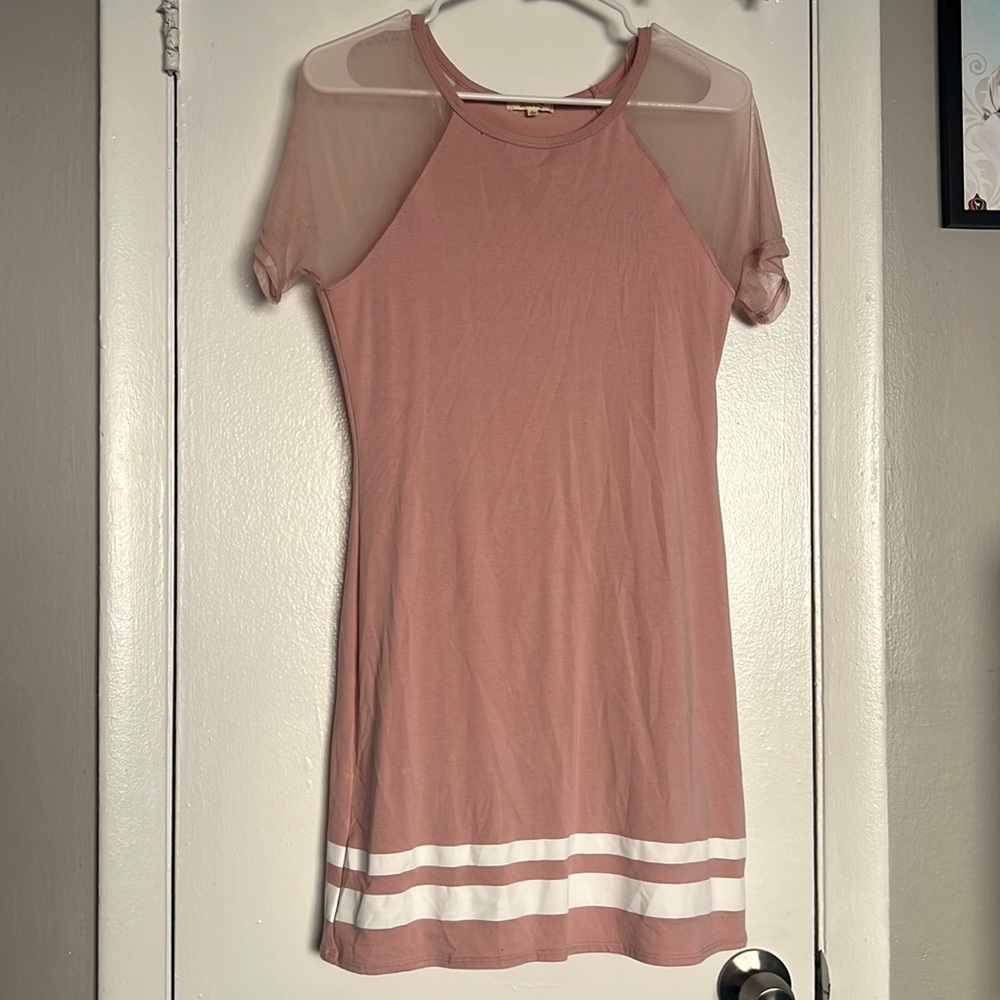 HEART & HIPS AFFORDABLE LUXURY Pink T-Shirt Mini Dress